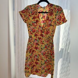 J Crew Floral Wrap Midi Tie Dress